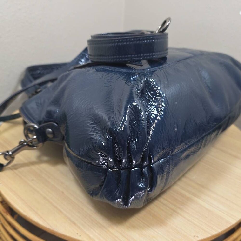 Coach Poppy Highlight Patent Leather Satchel & Wallet | Midnight Blue | Crossbod - Picture 7 of 16